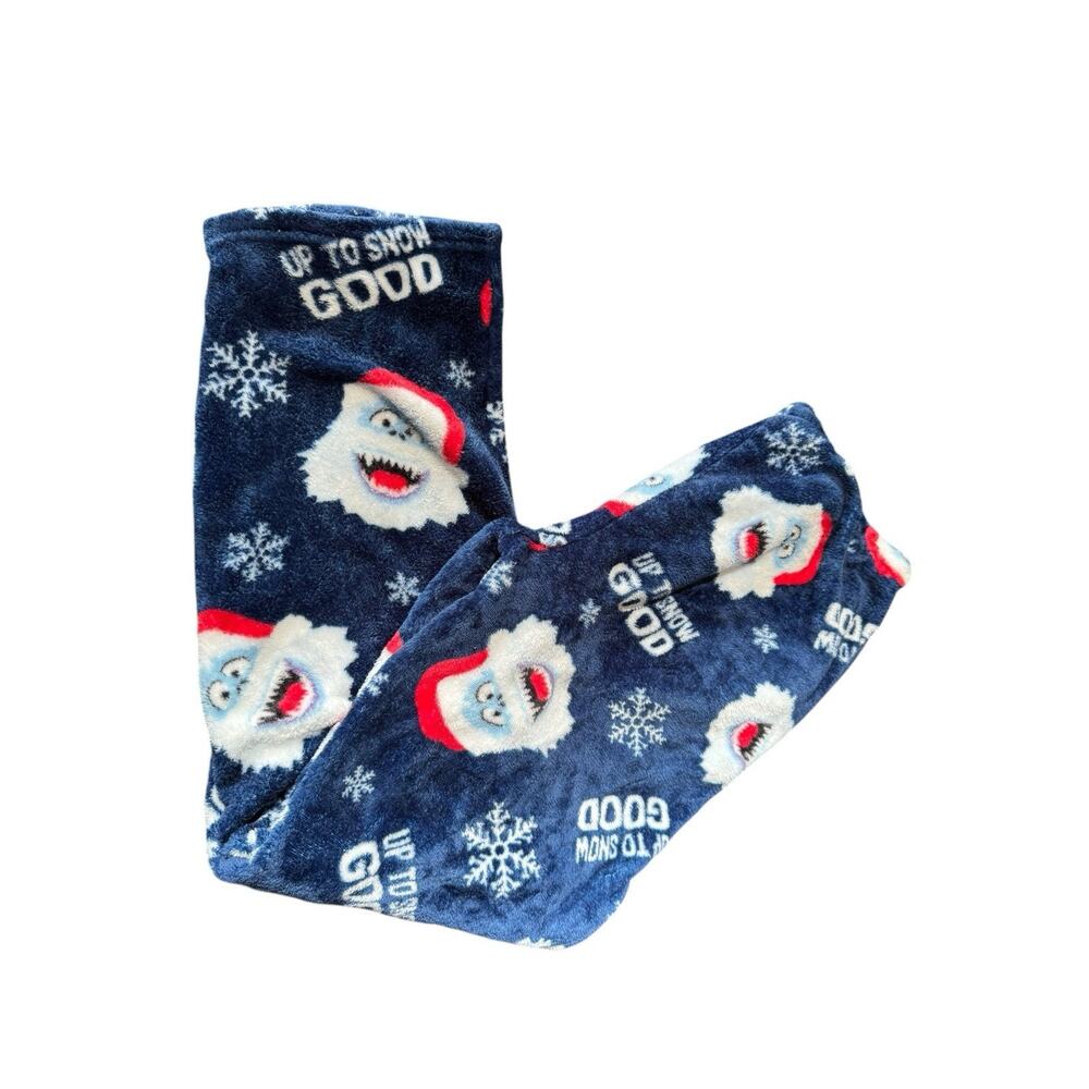 Rudolph Abominable Snowman Pajama Pants LG Blue Fleece Bumble Snow Good Xmas